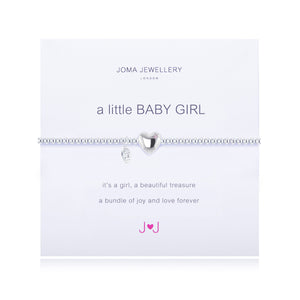 Joma 'A Little Baby Girl' Heart with Pink Corner Crystal Bracelet