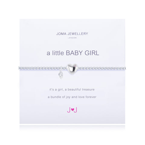 Joma 'A Little Baby Girl' Heart with Pink Corner Crystal Bracelet