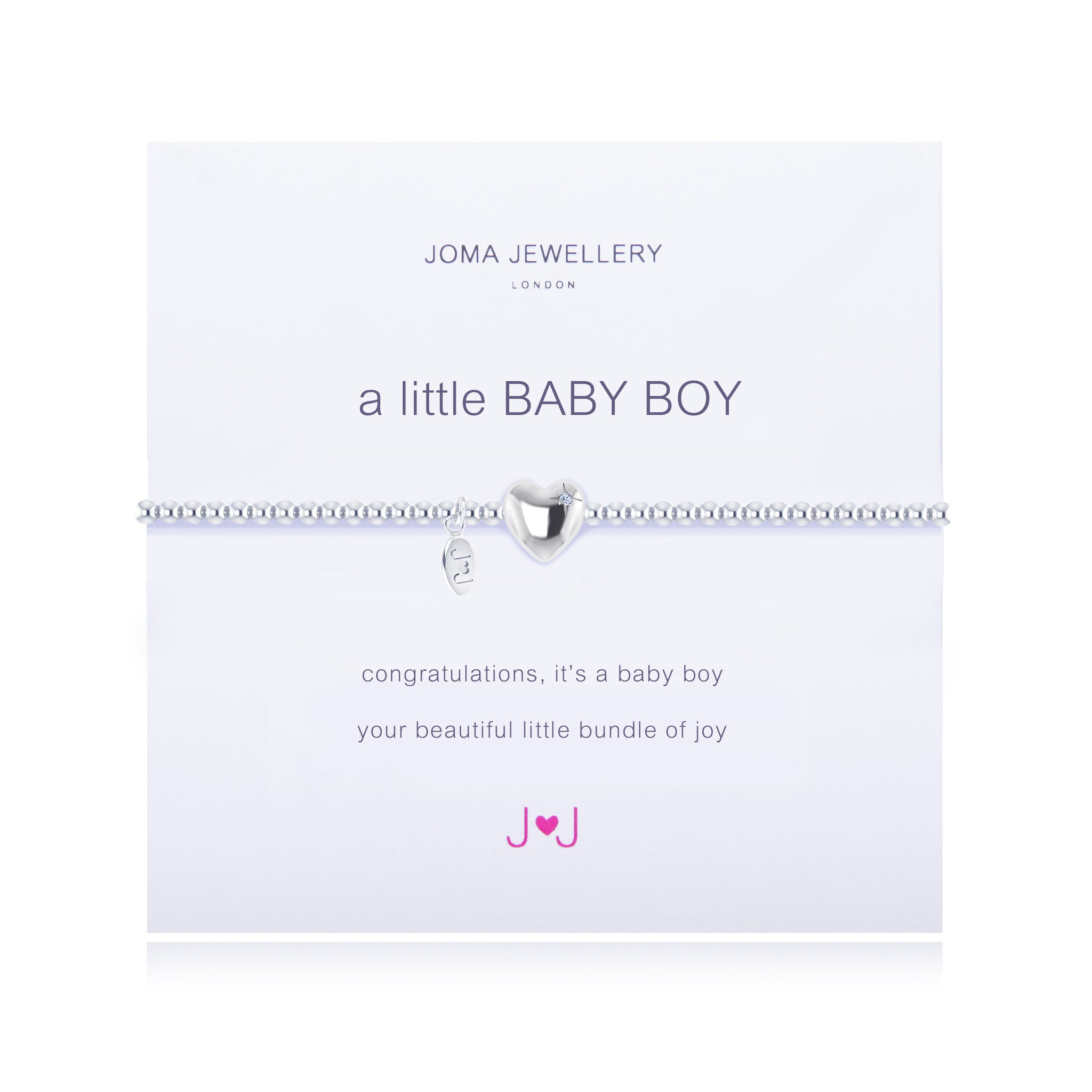 Joma ' A Little Baby Boy' Heart with Blue Corner Crystal Bracelet