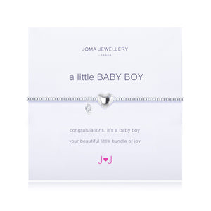 Joma ' A Little Baby Boy' Heart with Blue Corner Crystal Bracelet