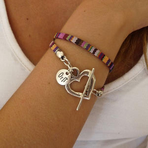 Silver Hammered Heart Friendship Bracelet In Various Colours - Orli