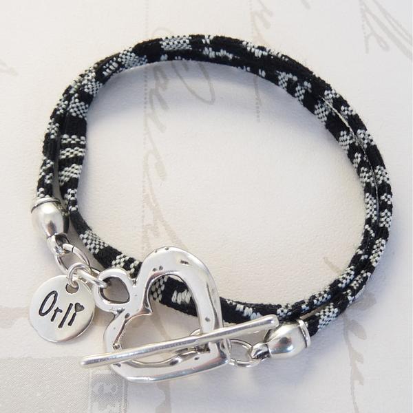 Silver Hammered Heart Friendship Bracelet In Various Colours - Orli