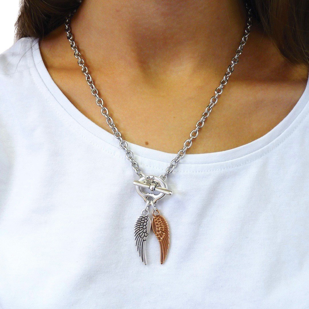 Twin Angel Wing Short & Long Necklace - Orli