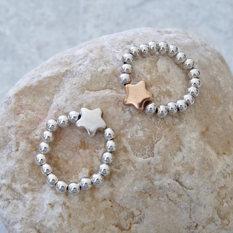 Copy of Silver Beads & Star Glider Ring - Orli