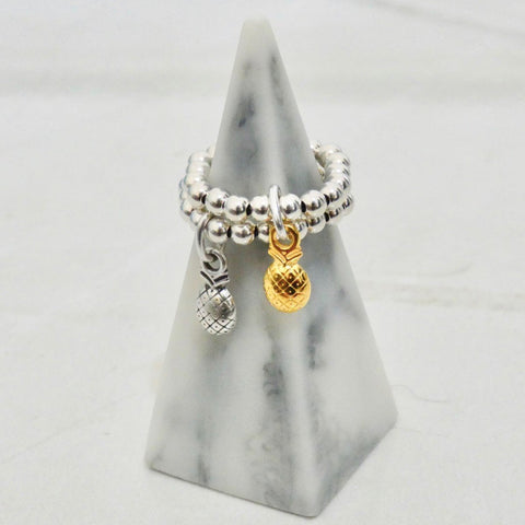 Beaded Ring With Pineapple Charm - Orli