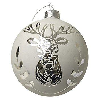 White Glass Deer Bauble