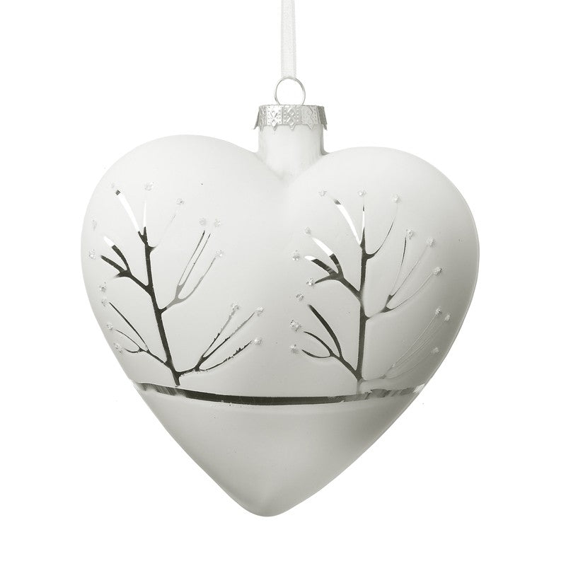 Large White Glass Heart Tree Design