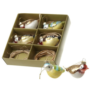 Coloured Glass Birds Set