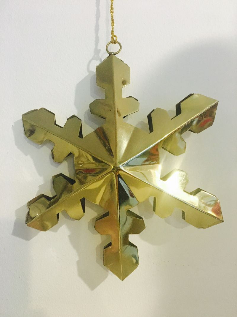 Gold Hanging Metal Snowflake