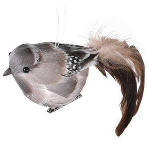 Brown long Feather Tail Clip On Bird