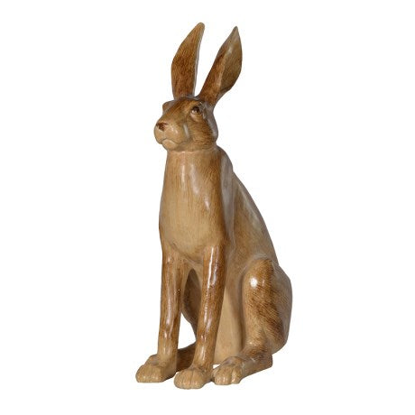 Large Wooden Look Sitting Hare