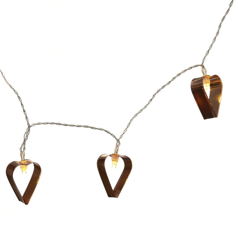 Copper Heart Garland W/Led