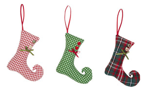 Elf Shoes Christmas Hanging Decoration - Pack of 3