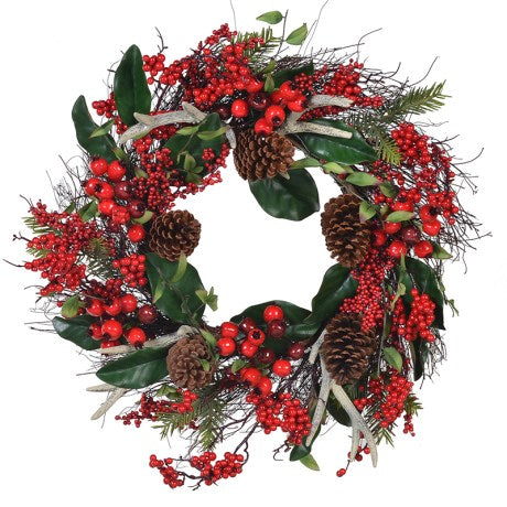 Antler Berry And Cone Wreath