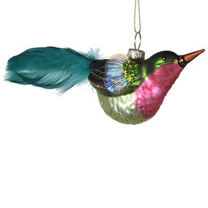 Glass Feather Bird Decoration