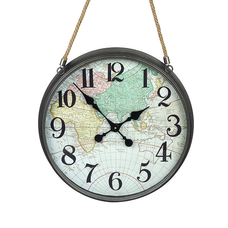 Hanging Metal Atlas Clock