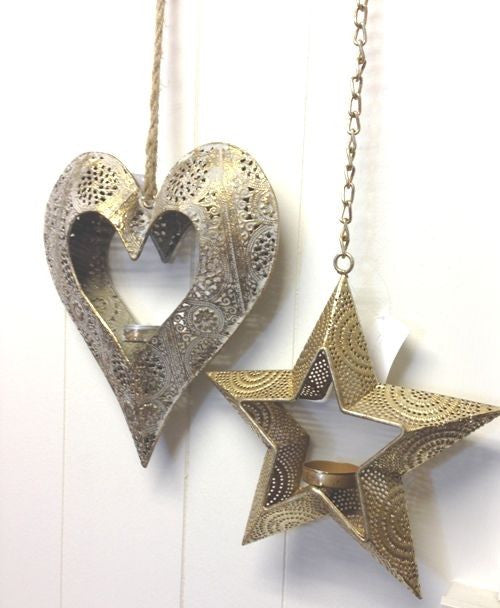 Hanging Metal Heart T-Light Holder