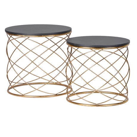 Set Of 2 Gold Loops End Tables