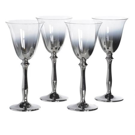 Set of four Silver Ombre Wine Glasses