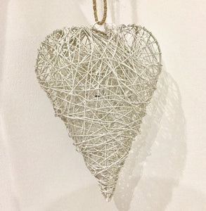 White wire and glitter heart