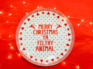 Merry Christmas You filthy Animal Side Plate - White