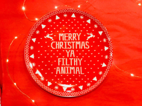 Merry Christmas You Filthy Animal Side Plate - Red