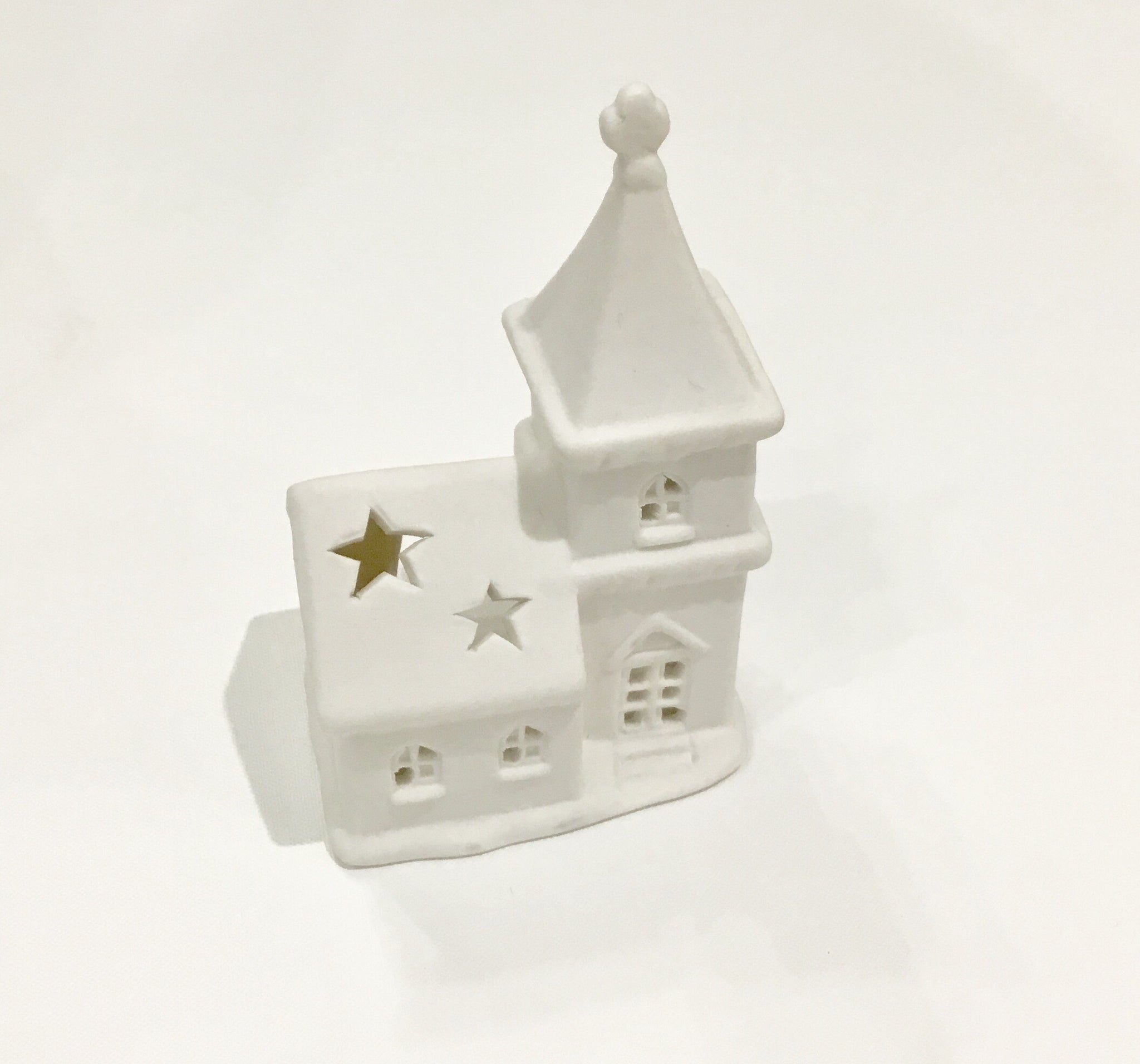 Mini White Church Tea light holder