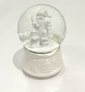 Musical White Santa Snow Globe