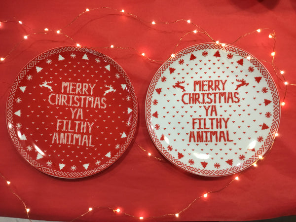 Merry Christmas You filthy Animal Side Plate - White