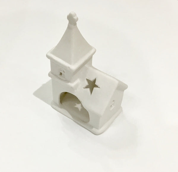 Mini White Church Tea light holder