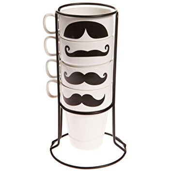 Set of 4 Moustache Mugs