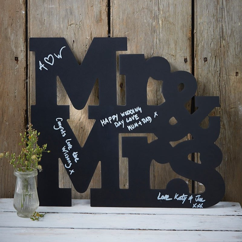 Mr And Mrs Chalkboard Wooden Guest Book Alternative - Vintage Affair