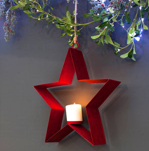 Large Red Star Tea Light Holder