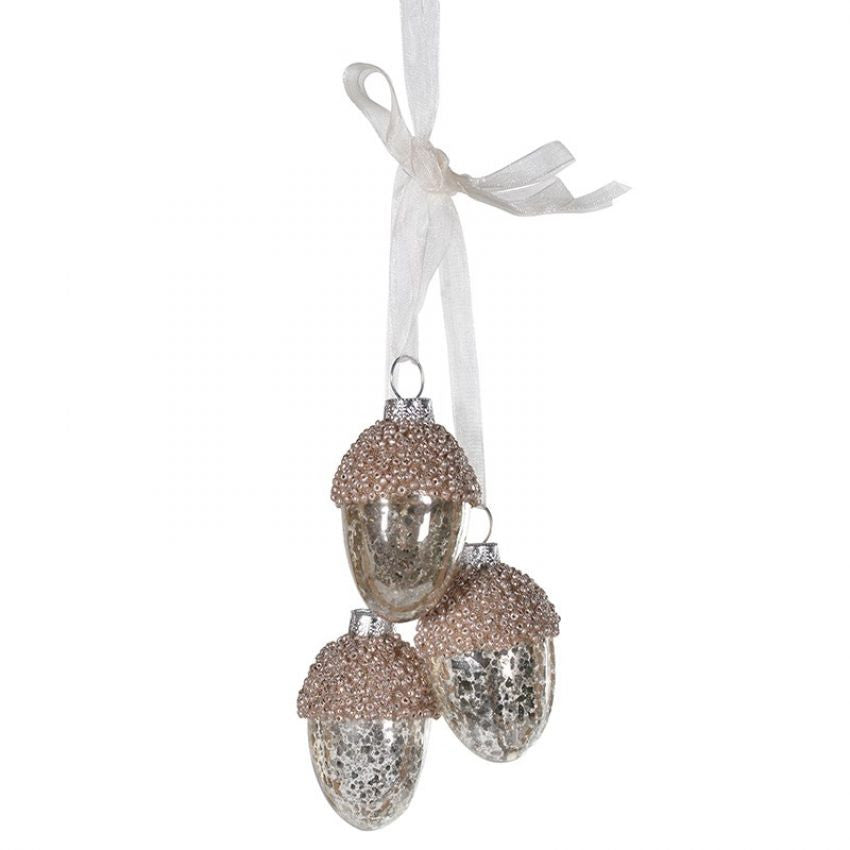 3 Glass Hanging Acorns