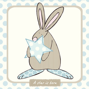 Rufus Rabbit – Star Is Born Baby Boy Greeting Card