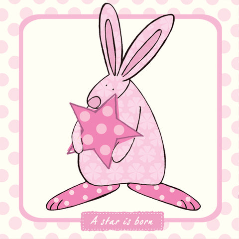 Rufus Rabbit Greeting Card – A Star Is Born - Girl